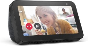 Up close of the Echo Show with a female pictured during a video call.